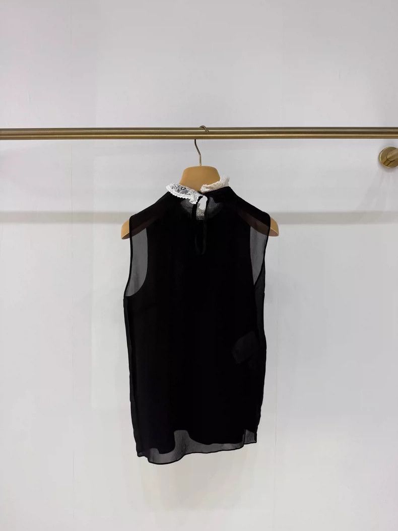 Miu Miu Miu Miu Black and White Lace Sleeveless Blouse Size S / US 4 / IT 40 - 2 Thumbnail