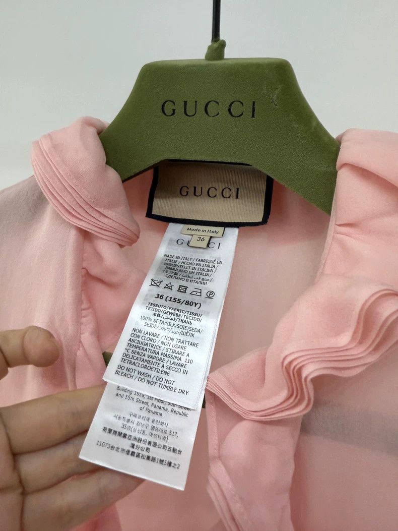 Gucci Gucci Pink Silk Ruffled Blouse Size S / US 4 / IT 40 - 4 Thumbnail