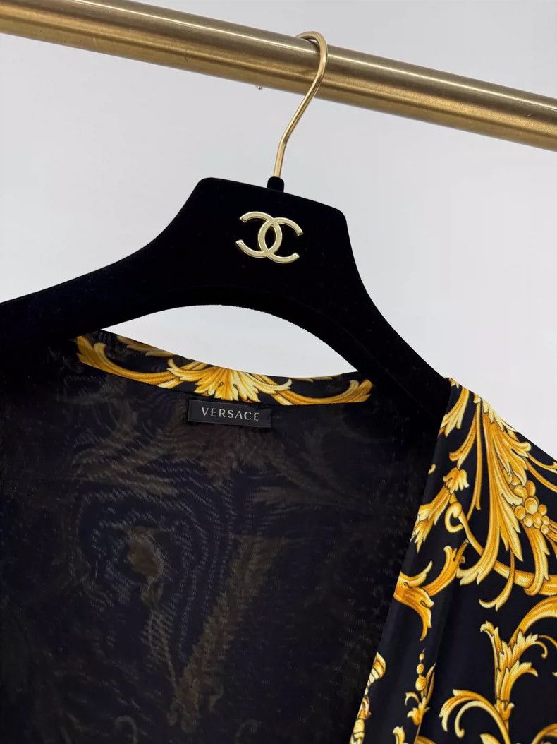 Versace Versace Gold Baroque Open Front Top Size L / US 10 / IT 46 - 4 Thumbnail