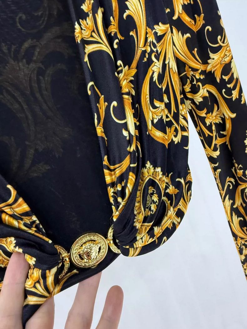 Versace Versace Gold Baroque Open Front Top Size L / US 10 / IT 46 - 5 Thumbnail