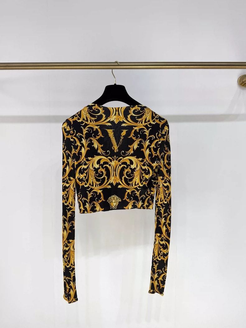 Versace Versace Gold Baroque Open Front Top Size L / US 10 / IT 46 - 2 Thumbnail