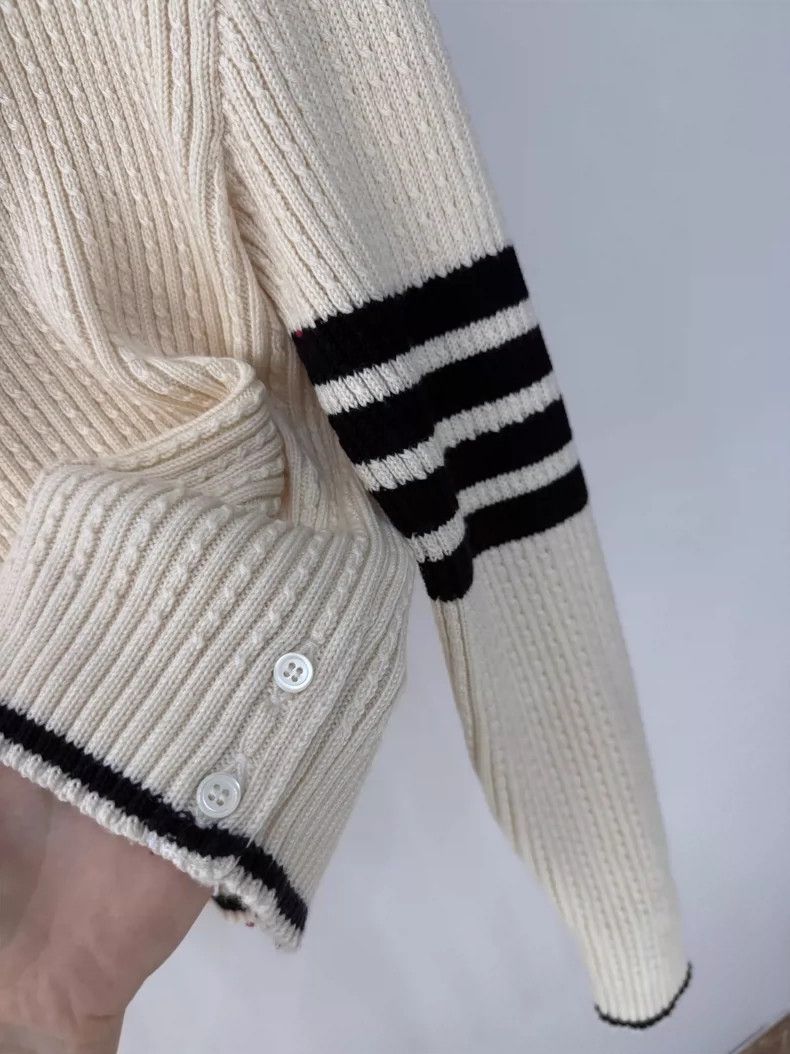 Thom Browne Thom Browne Cream Knit Sweater with Stripes Size M / US 6-8 / IT 42-44 - 5 Thumbnail