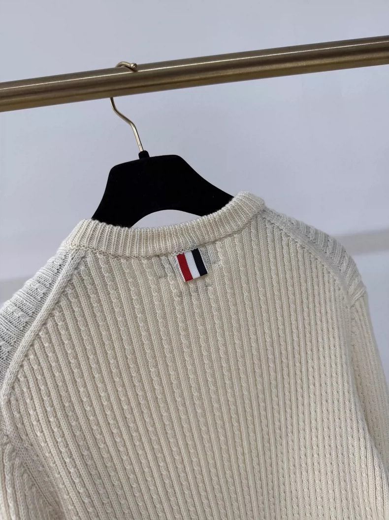 Thom Browne Thom Browne Cream Knit Sweater with Stripes Size M / US 6-8 / IT 42-44 - 4 Thumbnail