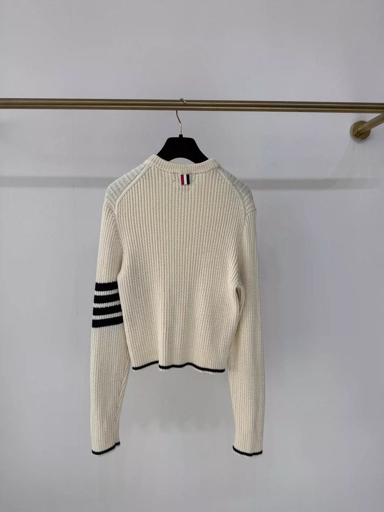 Thom Browne Thom Browne Cream Knit Sweater with Stripes Size M / US 6-8 / IT 42-44 - 2 Thumbnail