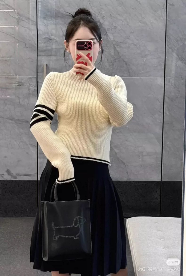 Thom Browne Thom Browne Cream Knit Sweater with Stripes Size M / US 6-8 / IT 42-44 - 7 Thumbnail