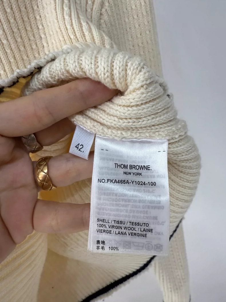 Thom Browne Thom Browne Cream Knit Sweater with Stripes Size M / US 6-8 / IT 42-44 - 6 Thumbnail