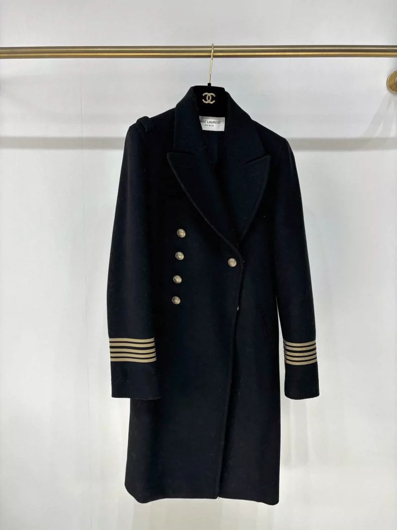 Saint Laurent Paris Long Coat with Gold Buttons Size S / US 4 / IT 40 - 3 Thumbnail