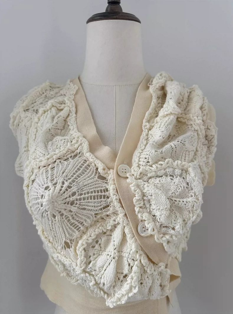 Junya Watanabe Junya Watanabe Cream Knit Blouse Size M / US 6-8 / IT 42-44 - 4 Thumbnail