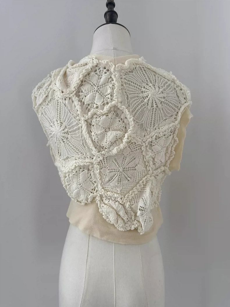 Junya Watanabe Junya Watanabe Cream Knit Blouse Size M / US 6-8 / IT 42-44 - 3 Thumbnail