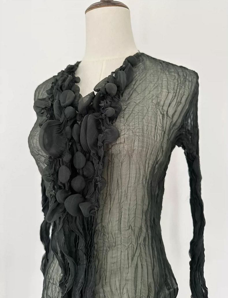 Issey Miyake Issey Miyake Fete Dark Green Top Size M / US 6-8 / IT 42-44 - 9 Thumbnail