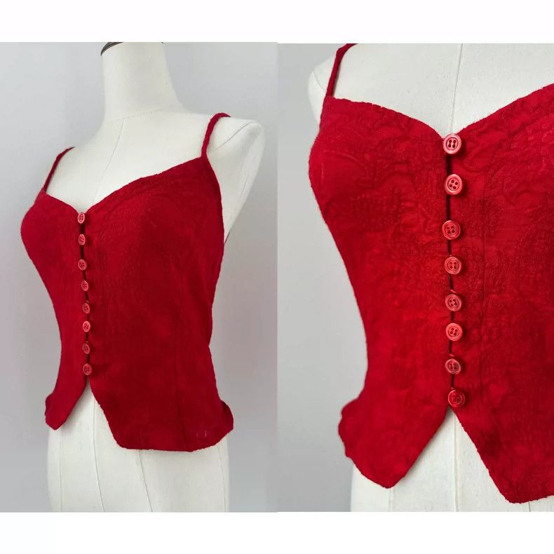 Kenzo Kenzo 80s Red Lace Camisole Top Size S / US 4 / IT 40 - 9 Thumbnail