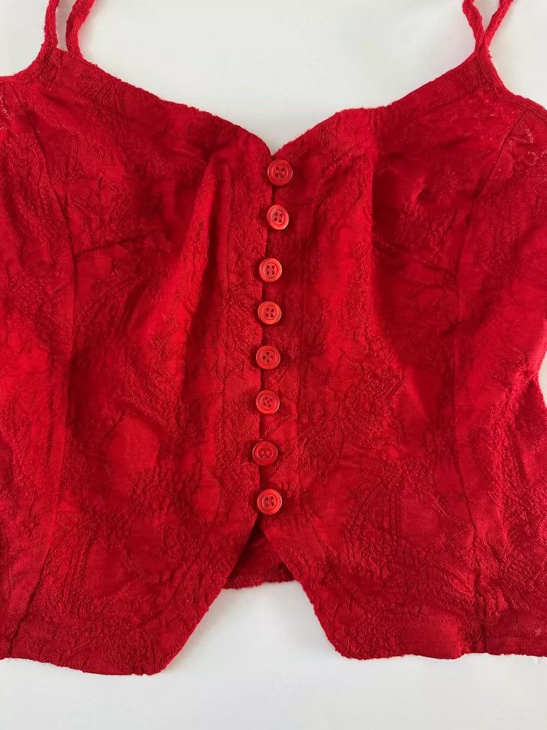 Kenzo Kenzo 80s Red Lace Camisole Top Size S / US 4 / IT 40 - 3 Thumbnail