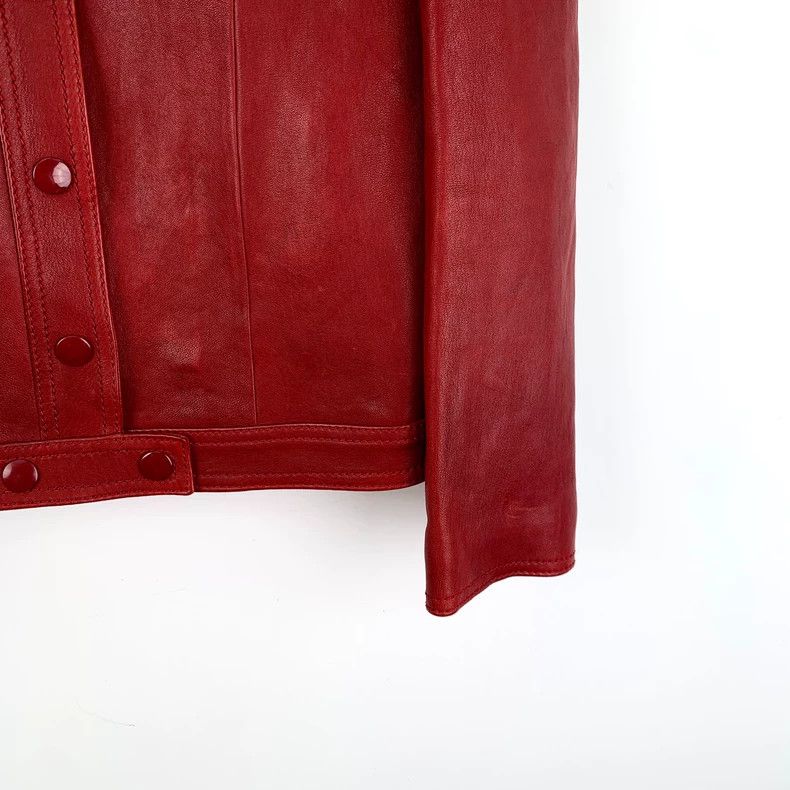 Gucci Gucci Red Leather Long Sleeve Jacket Size XS / US 0-2 / IT 36-38 - 4 Thumbnail
