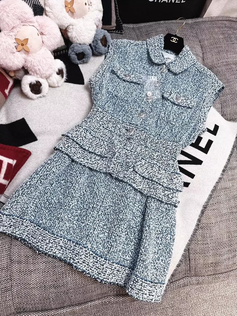 Chanel Chanel Blue Knit Dress with Pockets Size M / US 6-8 / IT 42-44 - 8 Thumbnail
