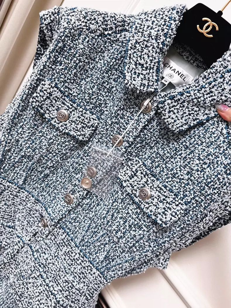 Chanel Chanel Blue Knit Dress with Pockets Size M / US 6-8 / IT 42-44 - 3 Thumbnail