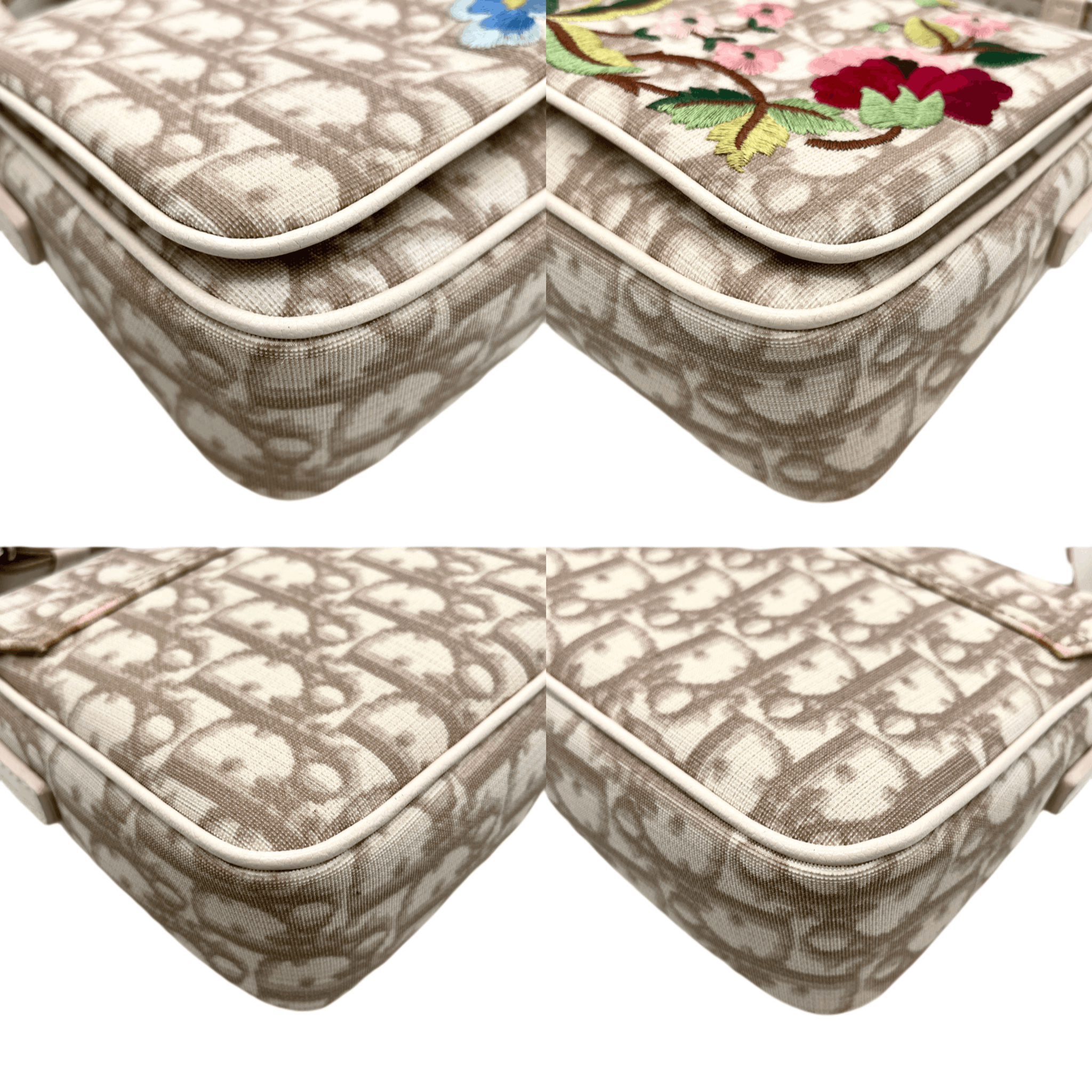 Dior Christian Dior Trotter/Obrique Flower Embroidery Shoulder Bag Beige Size ONE SIZE - 8 Thumbnail