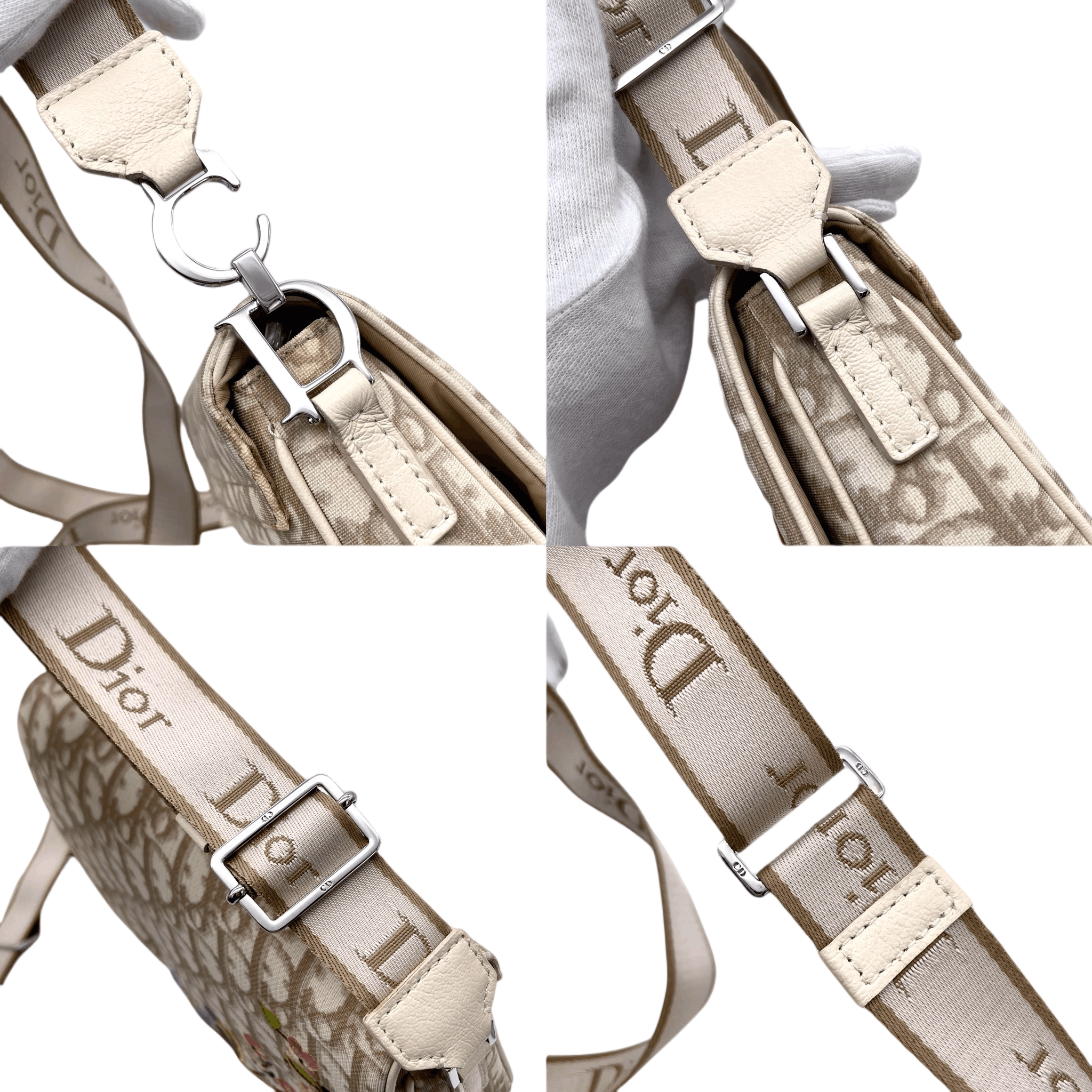 Dior Christian Dior Trotter/Obrique Flower Embroidery Shoulder Bag Beige Size ONE SIZE - 10 Thumbnail