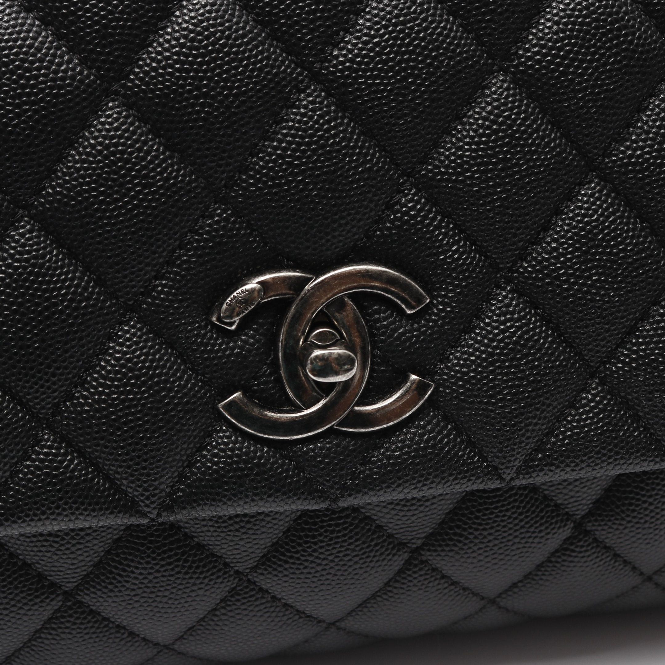 Chanel Chanel Coco Handle 29 Top Flap Bag Matelasse Handbag Caviar Skin Black Antique Silver Hardware Size ONE SIZE - 10 Thumbnail