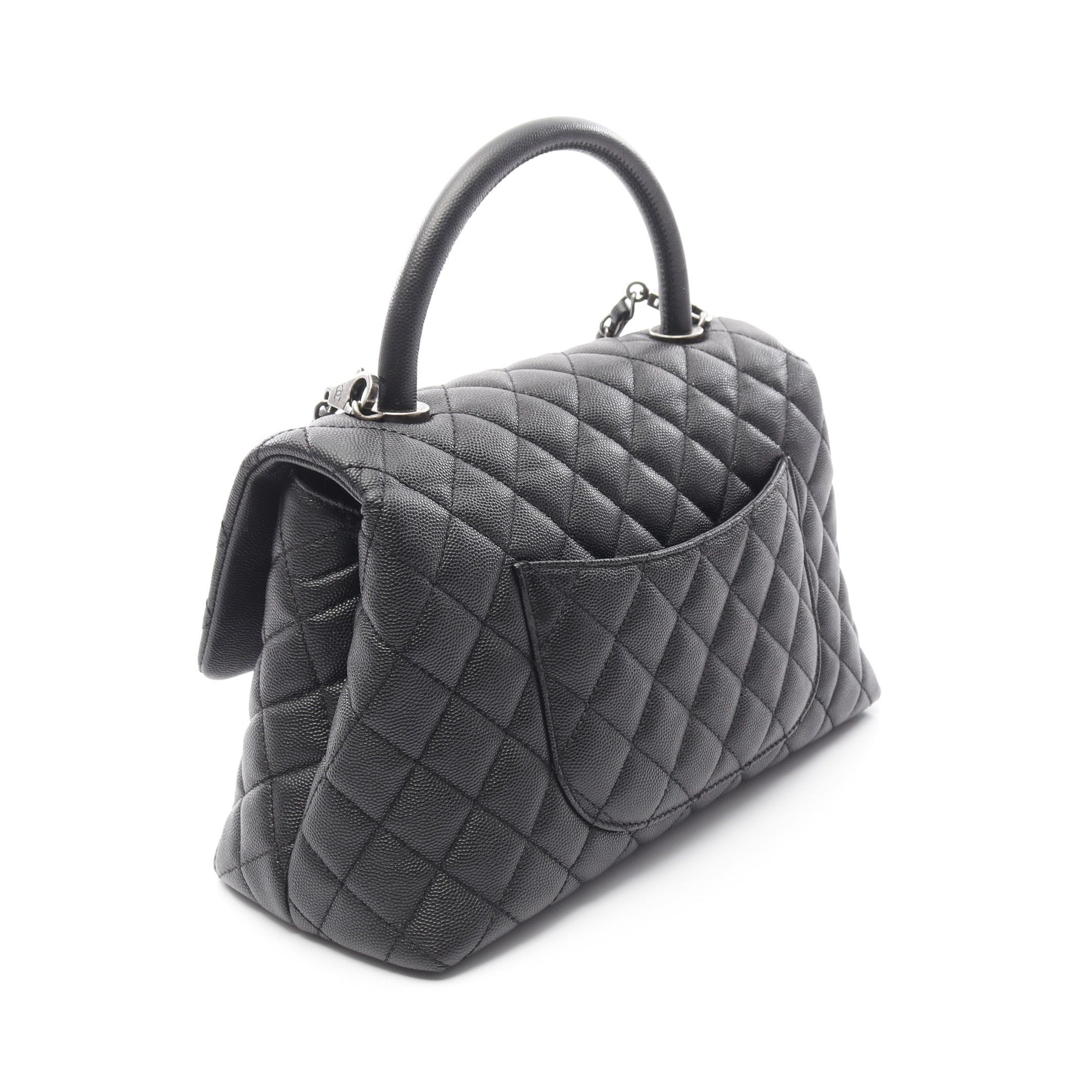 Chanel Chanel Coco Handle 29 Top Flap Bag Matelasse Handbag Caviar Skin Black Antique Silver Hardware Size ONE SIZE - 2 Thumbnail