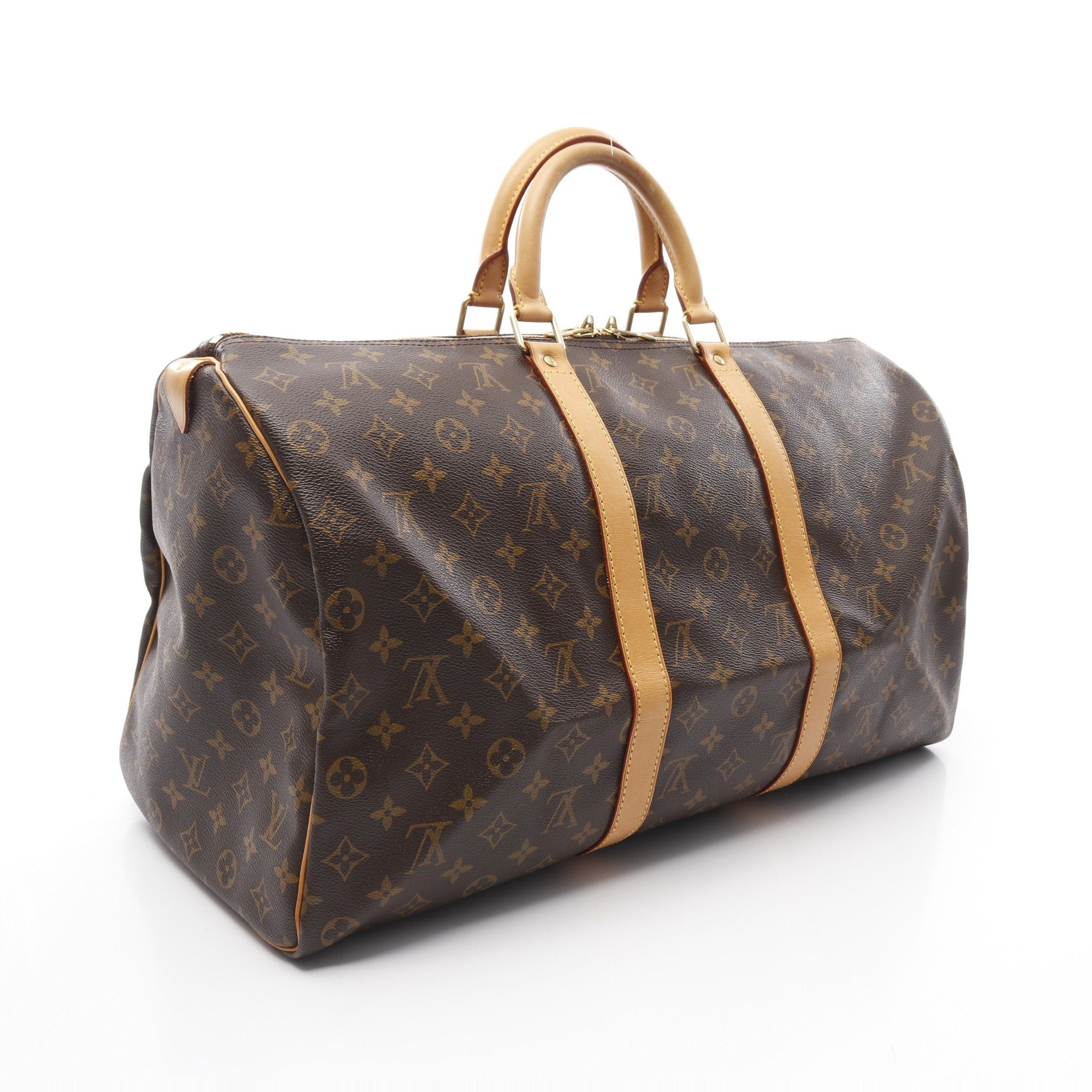 Louis Vuitton Louis Vuitton Keepall 50 Monogram Boston Bag Leather Brown Size ONE SIZE - 2 Thumbnail