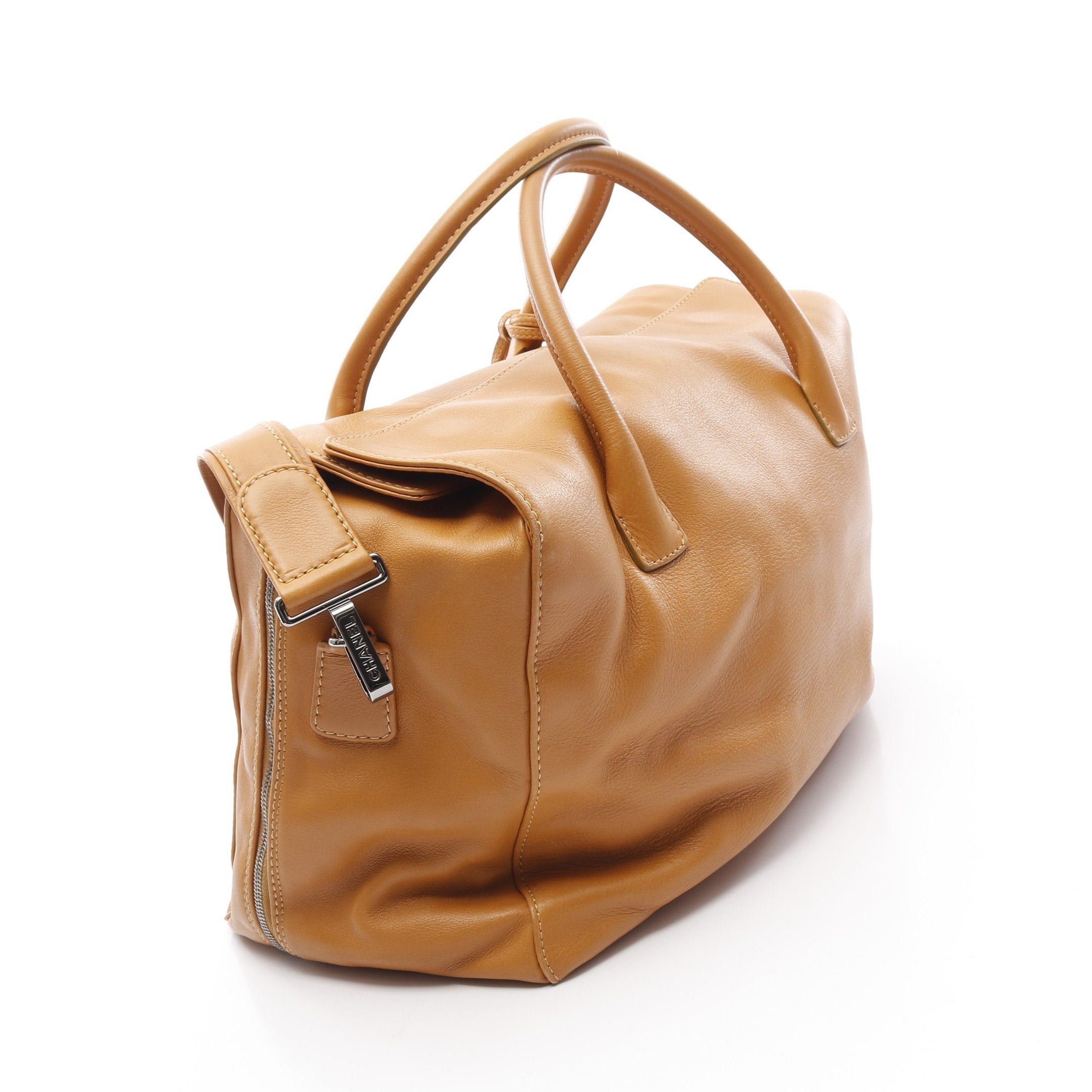 Chanel Chanel Coco Mark Boston Bag Leather Light Brown Silver Hardware Size ONE SIZE - 2 Thumbnail