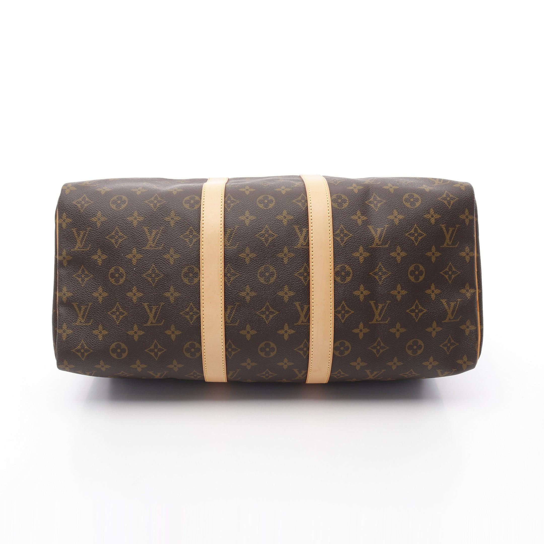 Louis Vuitton Louis Vuitton Keepall 45 Monogram Boston Bag Leather Brown Size ONE SIZE - 10 Thumbnail