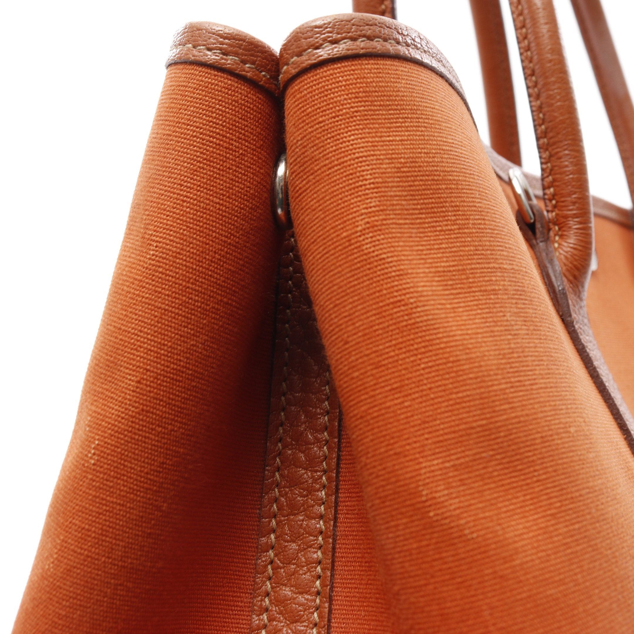 Hermes Hermes Garden Party Tpm Potiron Handbag Tote Bag Toile Officier Leather Orange Silver Hardware □I Stamp (Manufactured Around 2005) Size ONE SIZE - 8 Thumbnail