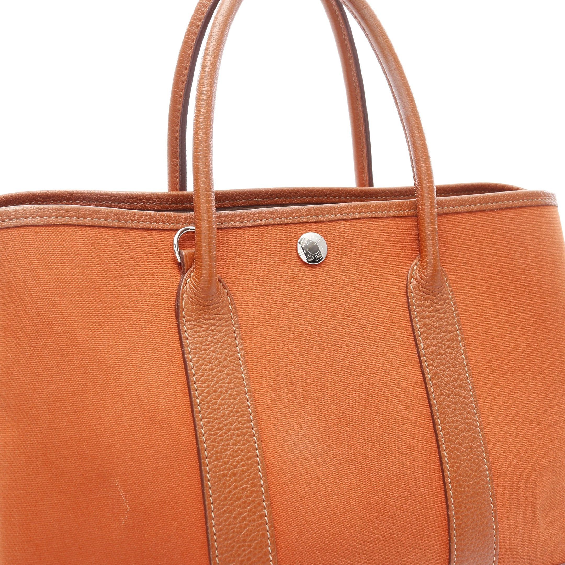Hermes Hermes Garden Party Tpm Potiron Handbag Tote Bag Toile Officier Leather Orange Silver Hardware □I Stamp (Manufactured Around 2005) Size ONE SIZE - 13 Thumbnail