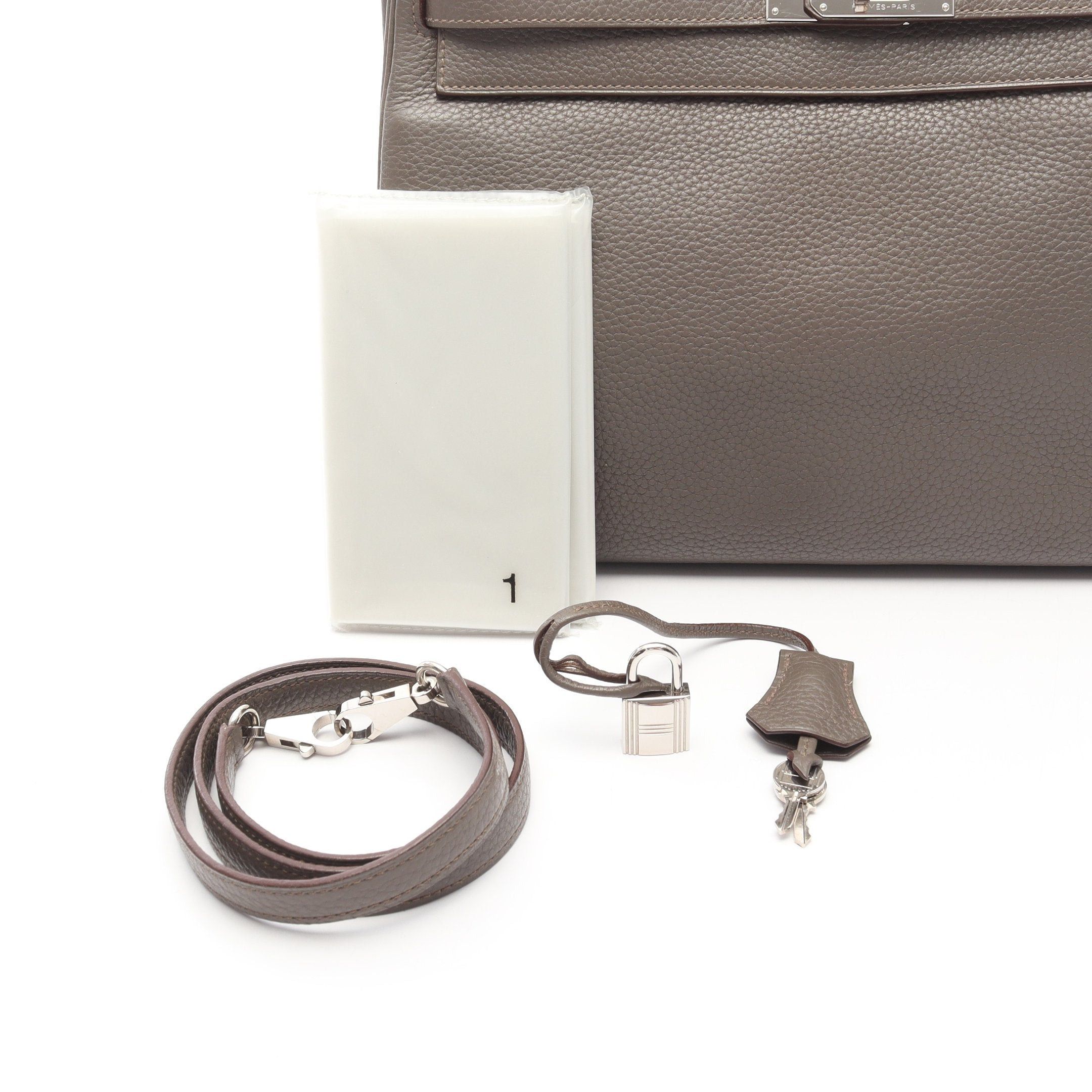 Hermes Hermes Kelly35 Ethane Handbag Clemence Leather Gray Brown Silver Hardware Inner Stitch Stamp Size ONE SIZE - 6 Thumbnail