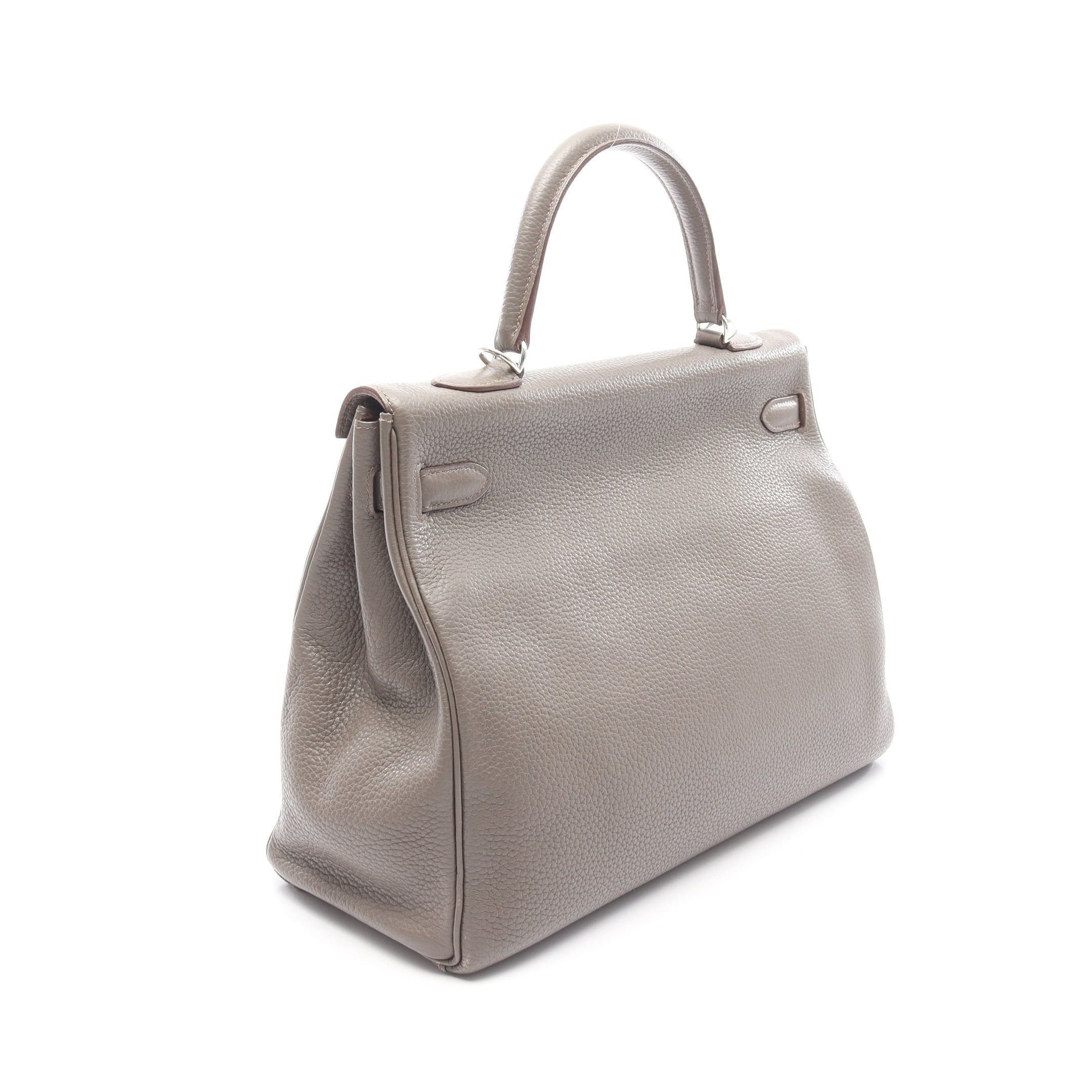Hermes Hermes Kelly35 Ethane Handbag Clemence Leather Gray Brown Silver Hardware Inner Stitch Stamp Size ONE SIZE - 2 Thumbnail