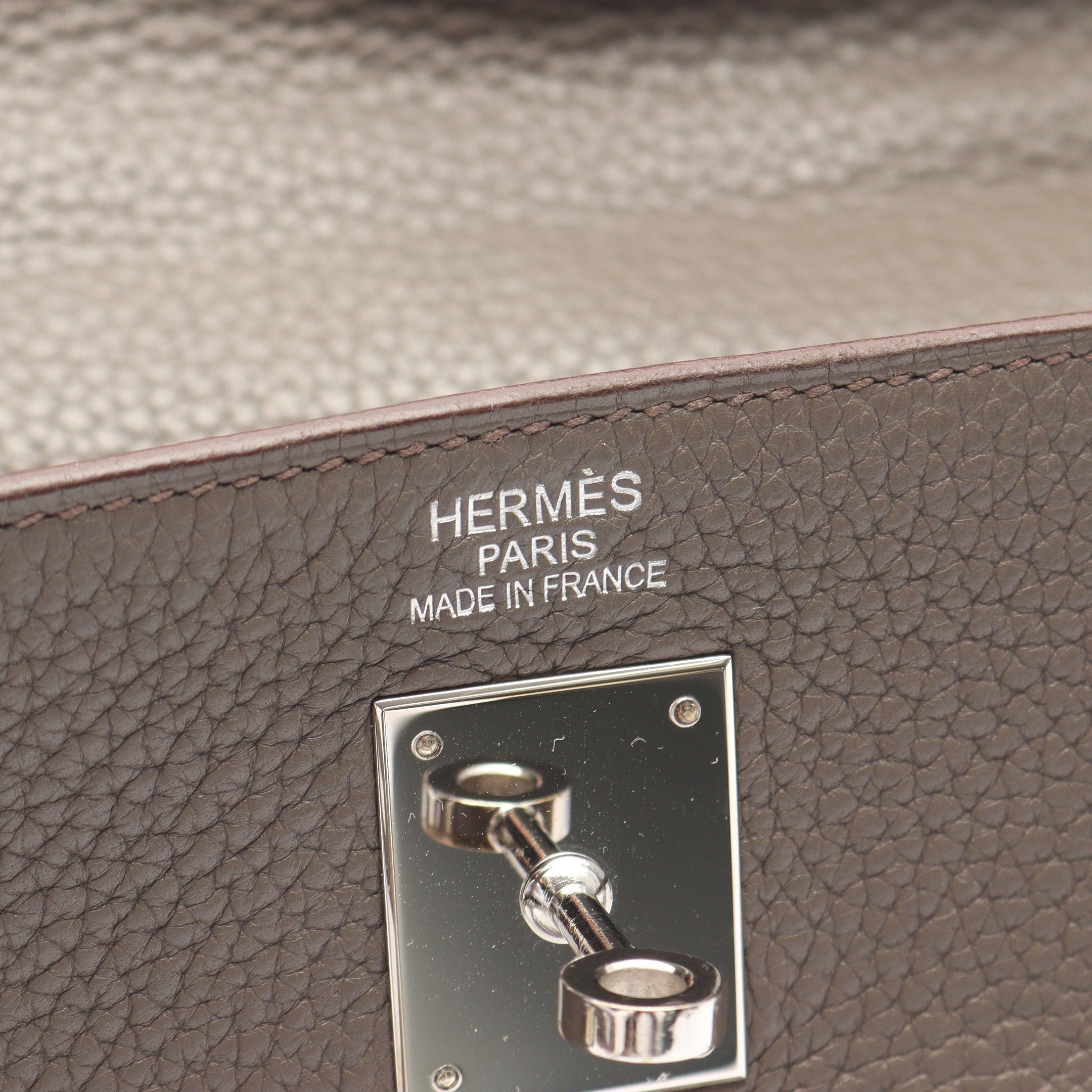 Hermes Hermes Kelly35 Ethane Handbag Clemence Leather Gray Brown Silver Hardware Inner Stitch Stamp Size ONE SIZE - 4 Thumbnail