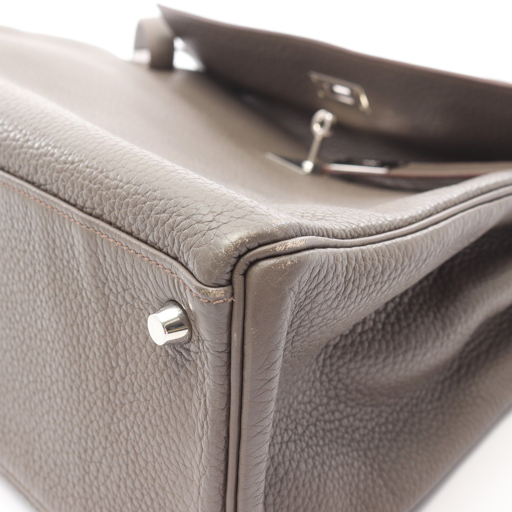 Hermes Hermes Kelly35 Ethane Handbag Clemence Leather Gray Brown Silver Hardware Inner Stitch Stamp Size ONE SIZE - 11 Thumbnail