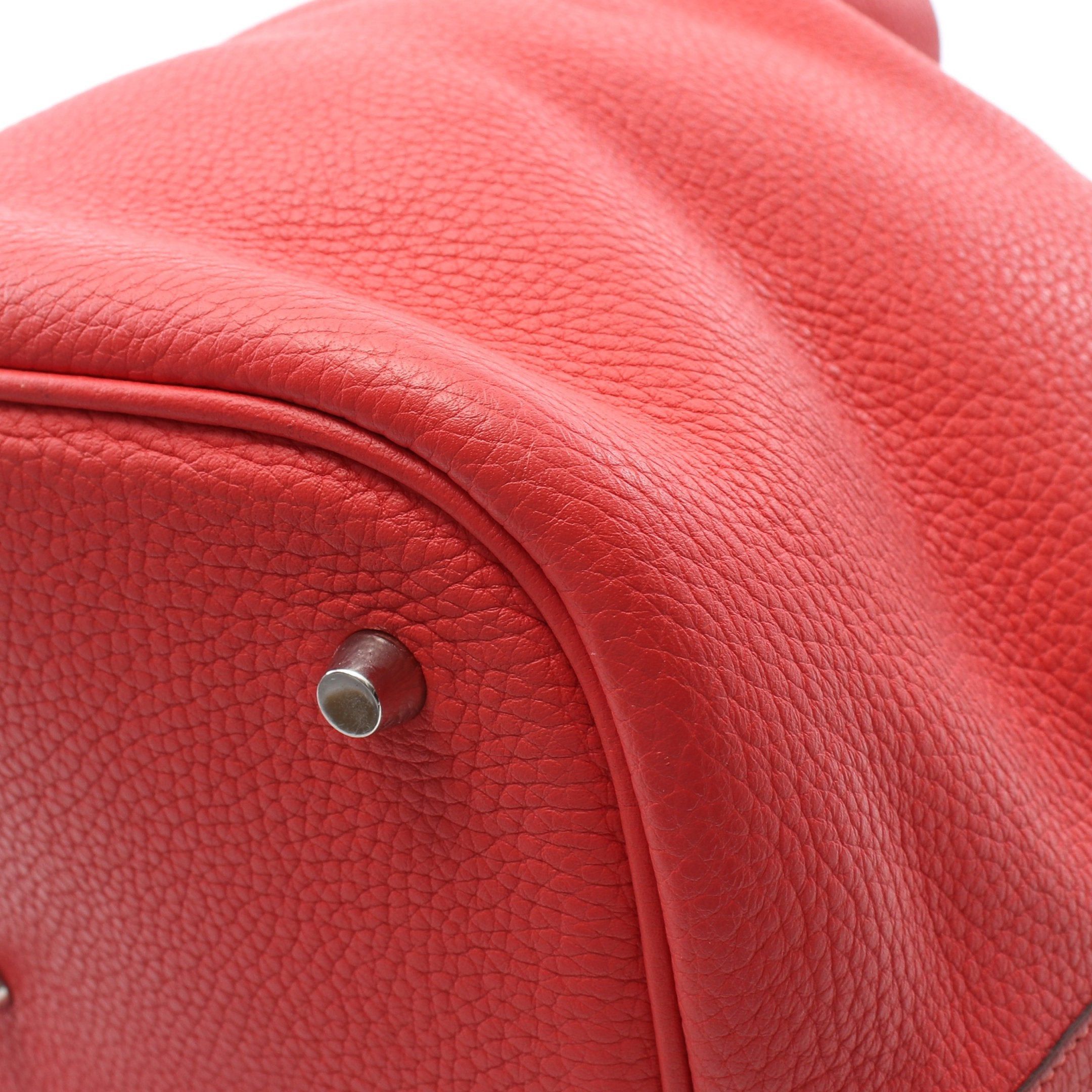 Hermes Hermes Picotin Lock Gm Rouge Pivoine Handbag Clemence Leather Pink Red Silver Hardware T Stamp Size ONE SIZE - 11 Thumbnail