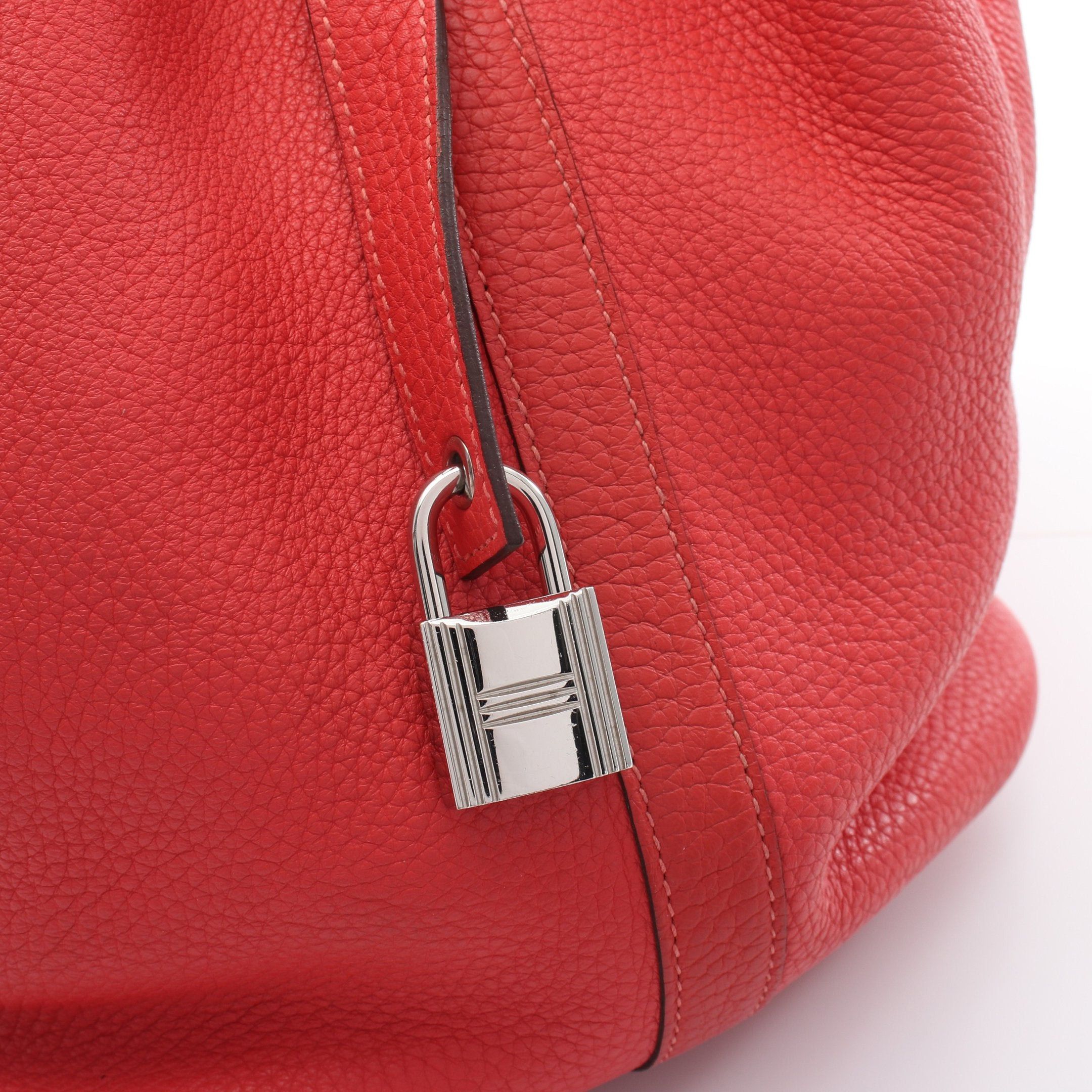 Hermes Hermes Picotin Lock Gm Rouge Pivoine Handbag Clemence Leather Pink Red Silver Hardware T Stamp Size ONE SIZE - 9 Thumbnail