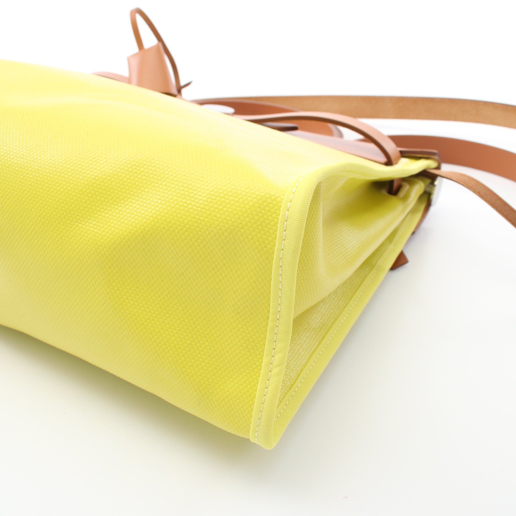 Hermes Hermes Herbag Zip Pm Lime Handbag Toile H Berline Vache Hunter Ash Light Brown Yellow Beige Silver Hardware B Stamp Size ONE SIZE - 8 Thumbnail