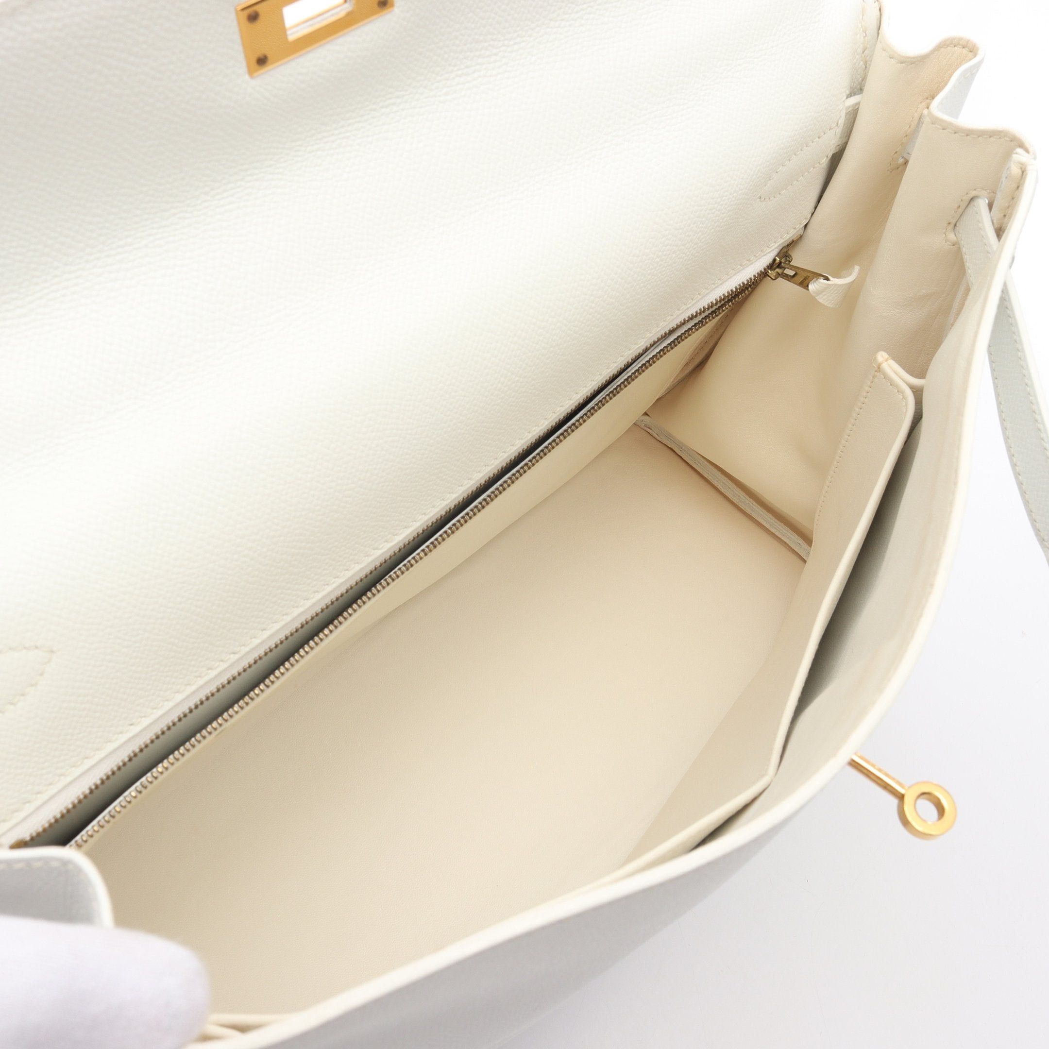 Hermes Hermes Kelly35 Handbag Veau Epsom White Gold Hardware Inner Stitch □I Stamp (Manufactured Around 2005) Size ONE SIZE - 3 Thumbnail