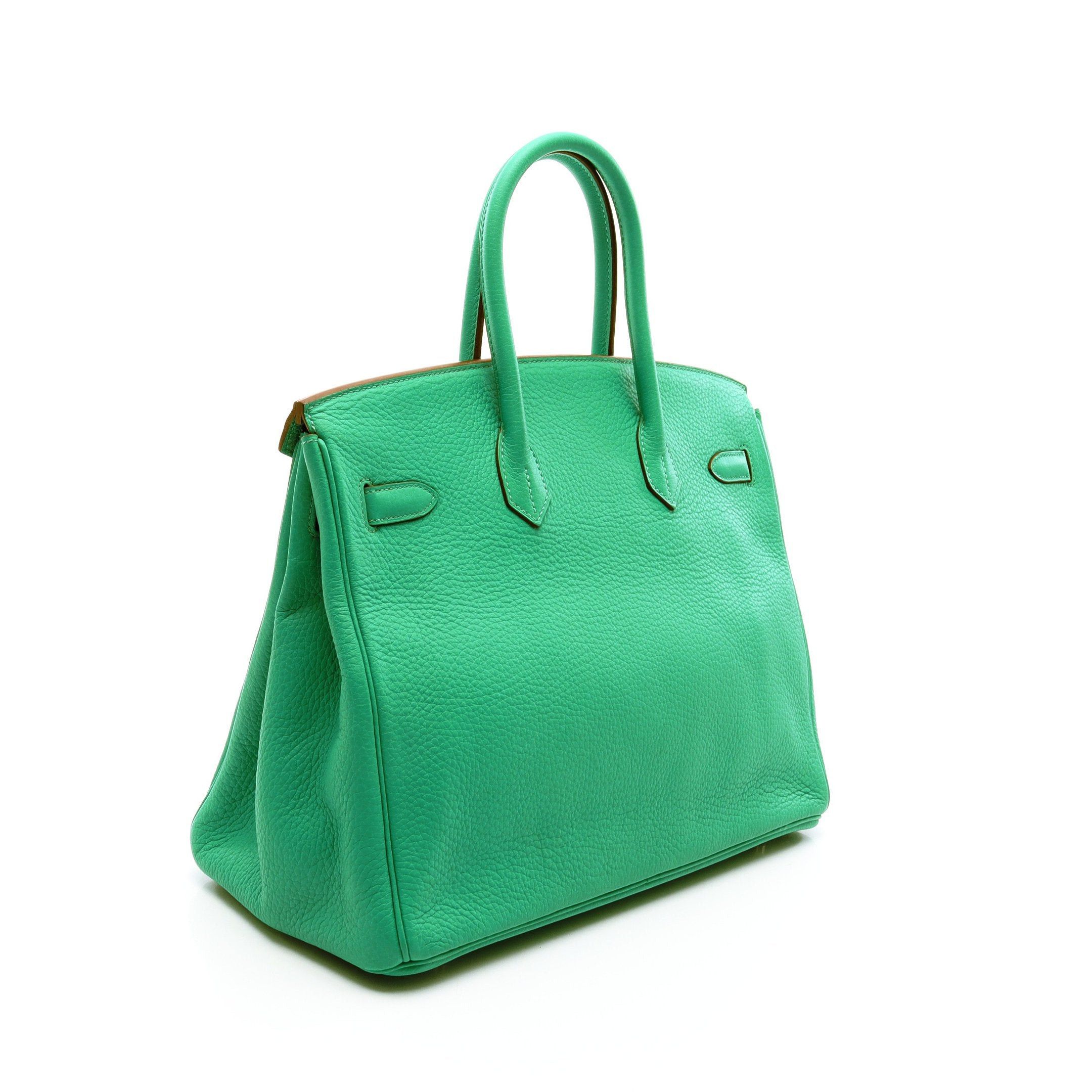 Hermes Hermes Birkin 35 Mint Handbag Clemence Leather Green Silver Hardware Stamp Size ONE SIZE - 2 Thumbnail