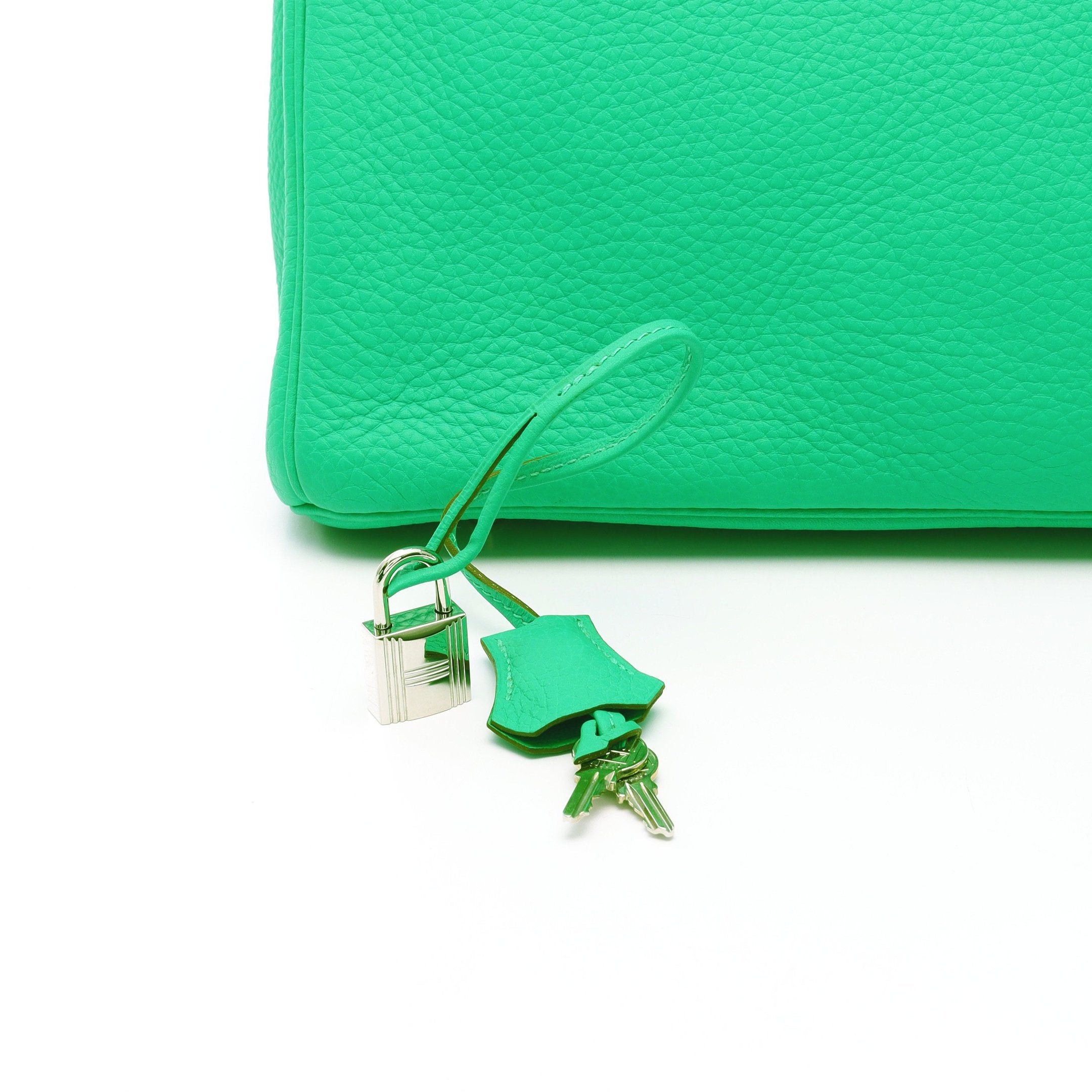 Hermes Hermes Birkin 35 Mint Handbag Clemence Leather Green Silver Hardware Stamp Size ONE SIZE - 6 Thumbnail