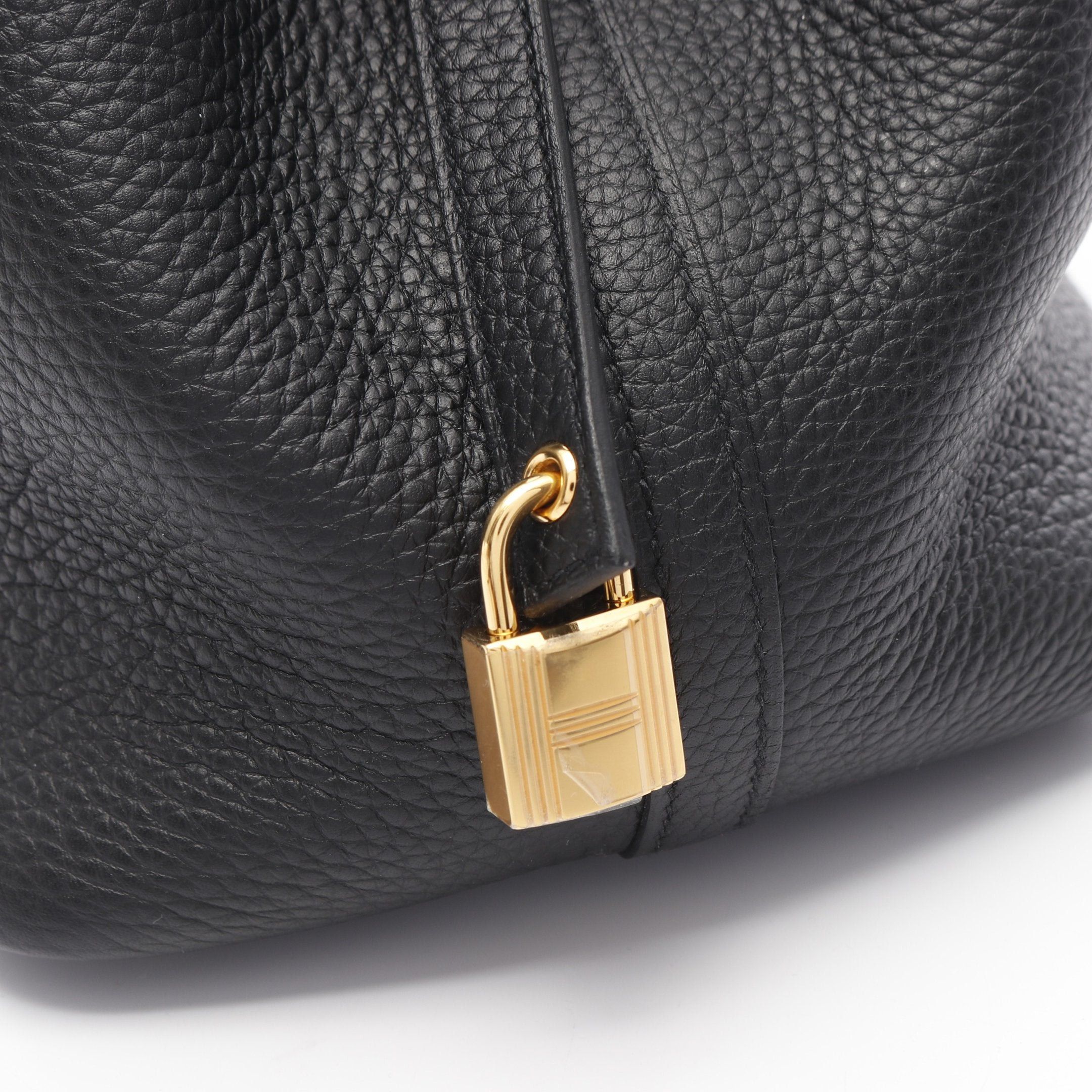 Hermes Hermes Picotane Lock Mm Handbag Clemence Leather Black Gold Hardware B Stamp Size ONE SIZE - 6 Thumbnail