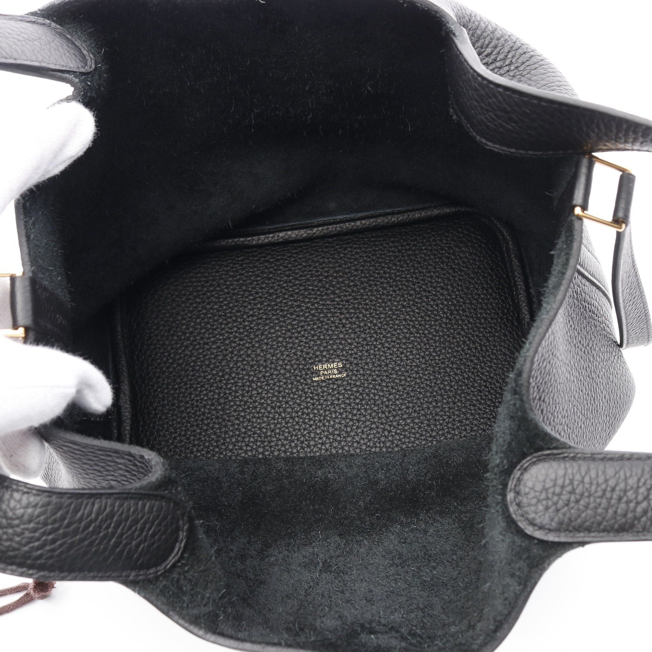 Hermes Hermes Picotane Lock Mm Handbag Clemence Leather Black Gold Hardware B Stamp Size ONE SIZE - 3 Thumbnail