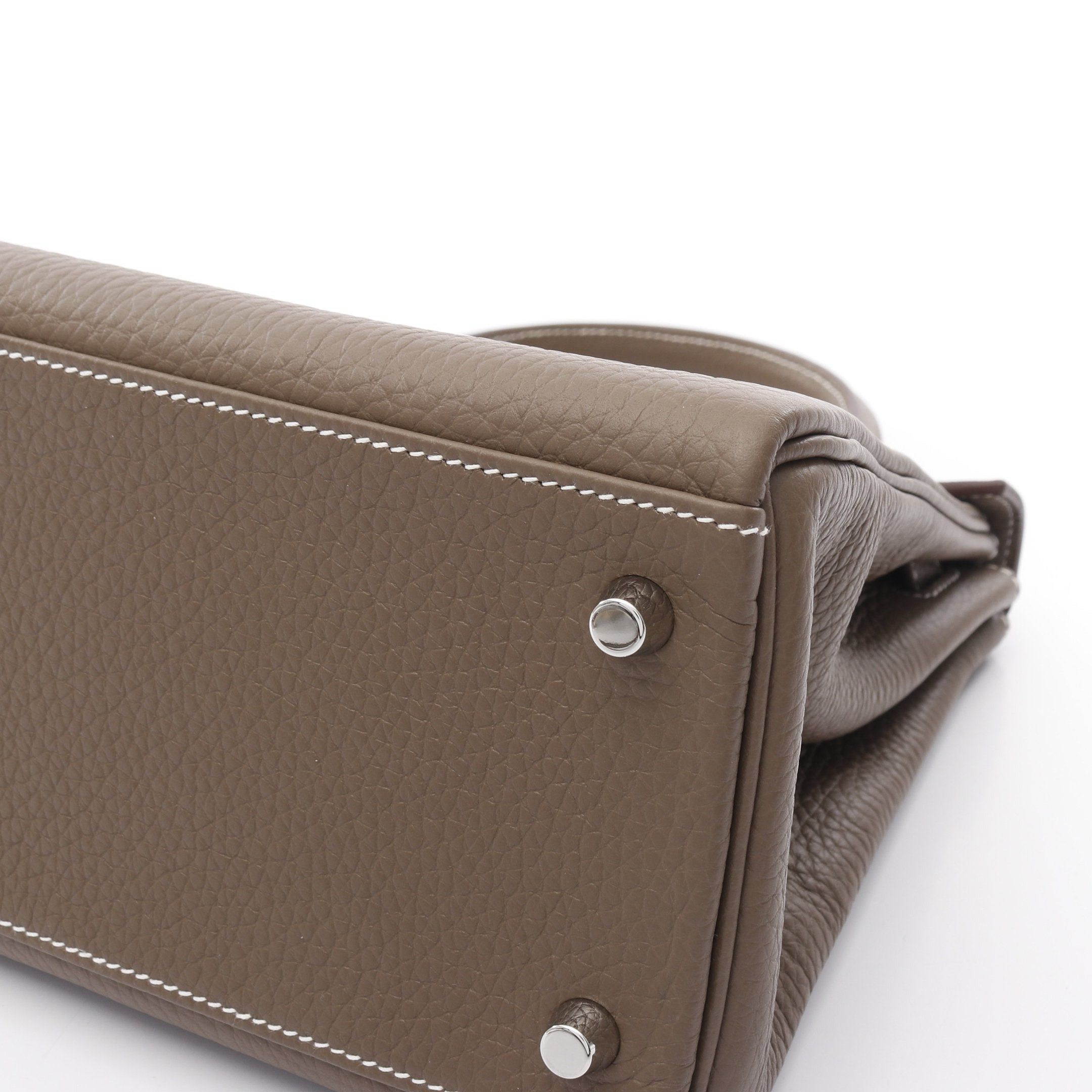 Hermes Hermes Kelly28 Etoupe Handbag Clemence Leather Gray Brown Silver Hardware Inner Stitch B Stamp Size ONE SIZE - 8 Thumbnail
