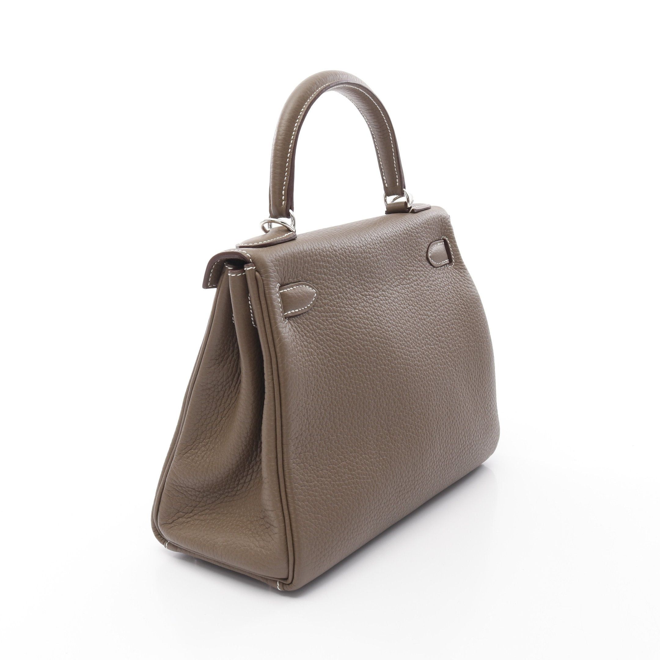 Hermes Hermes Kelly28 Etoupe Handbag Clemence Leather Gray Brown Silver Hardware Inner Stitch B Stamp Size ONE SIZE - 2 Thumbnail