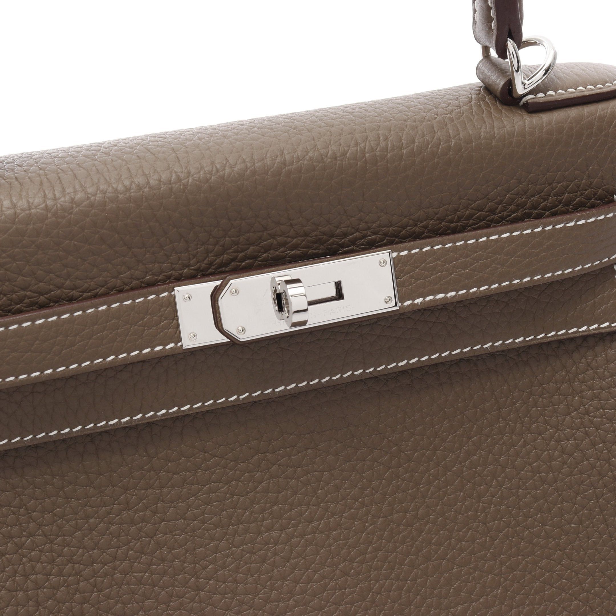 Hermes Hermes Kelly28 Etoupe Handbag Clemence Leather Gray Brown Silver Hardware Inner Stitch B Stamp Size ONE SIZE - 7 Thumbnail