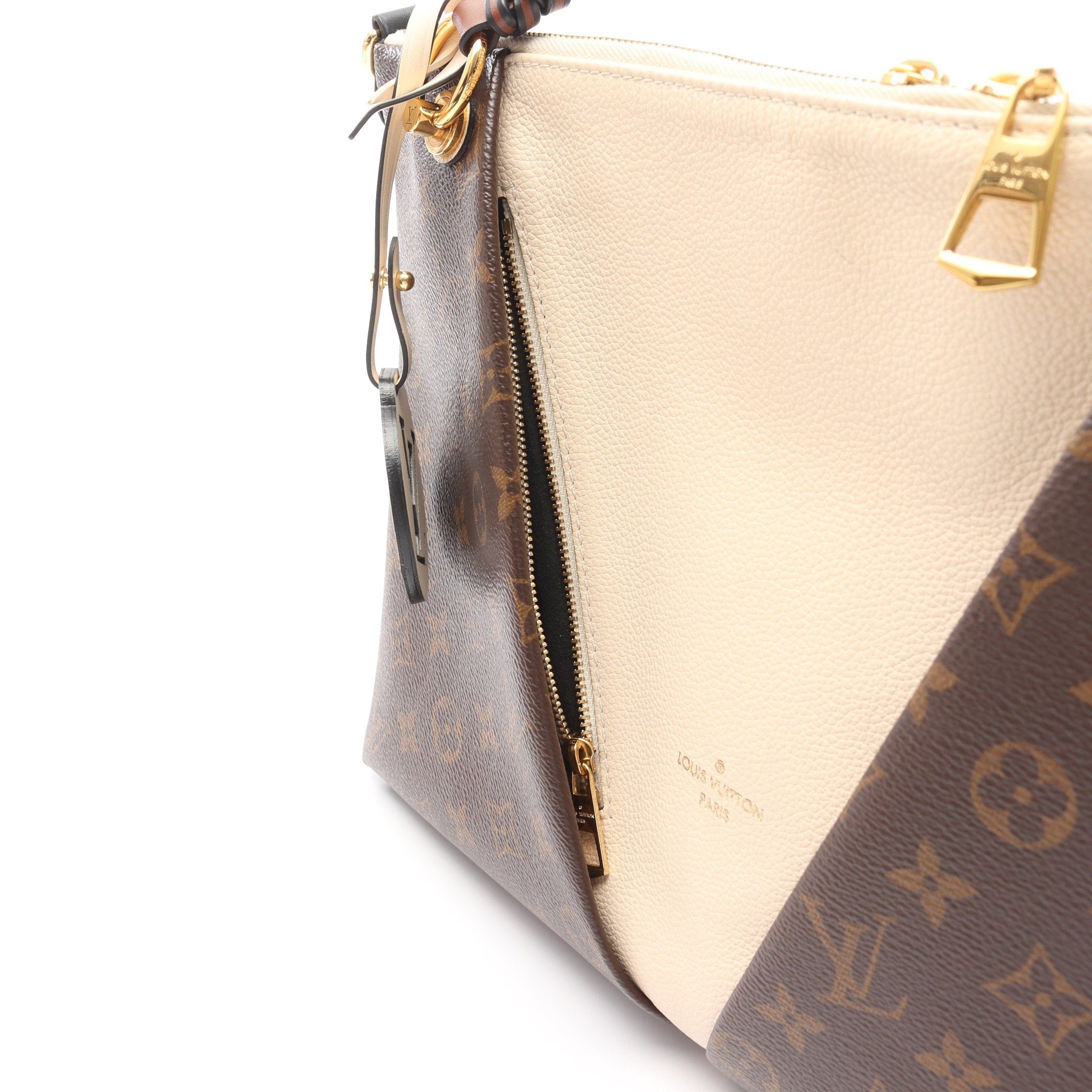 Louis Vuitton Louis Vuitton V Tote Mm Monogram Claim Handbag Leather Brown Ivory Size ONE SIZE - 8 Thumbnail