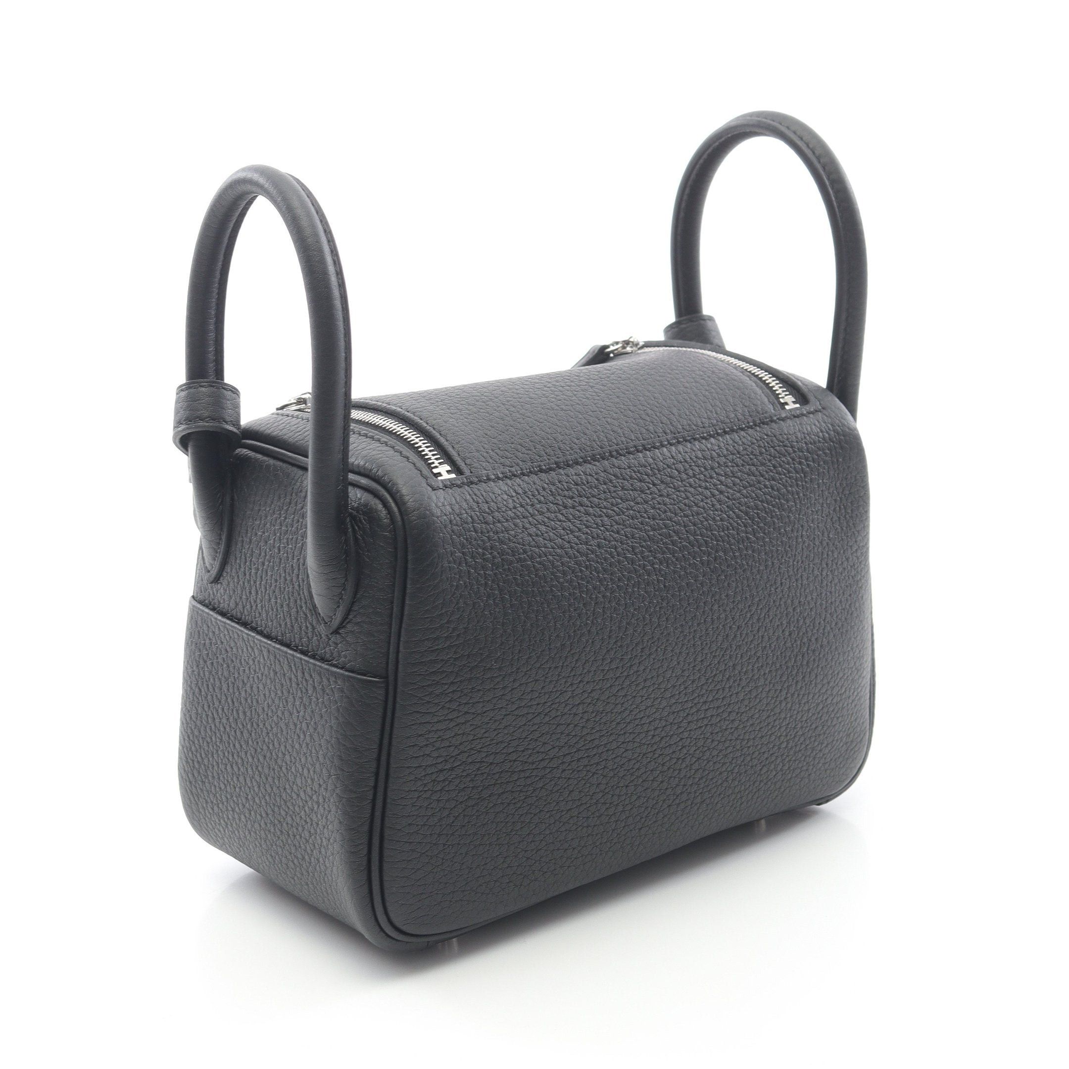 Hermes Hermes Lindy Mini Shoulder Bag Clemence Leather Black Silver Hardware Double Engraved Size ONE SIZE - 2 Thumbnail