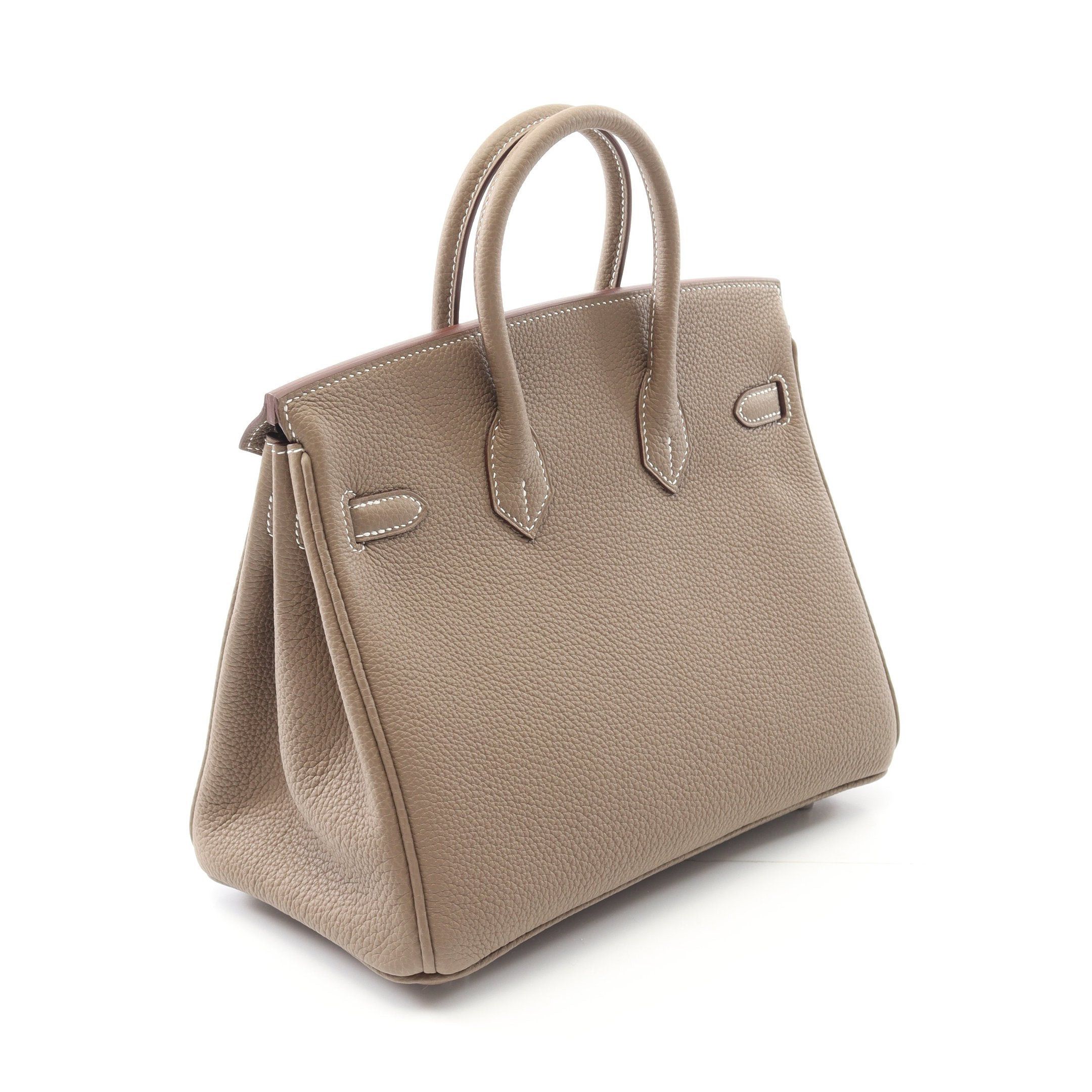 Hermes Hermes Birkin 25 Etoupe Handbag Togo Gray Brown Silver Hardware Double Engraved Size ONE SIZE - 2 Thumbnail