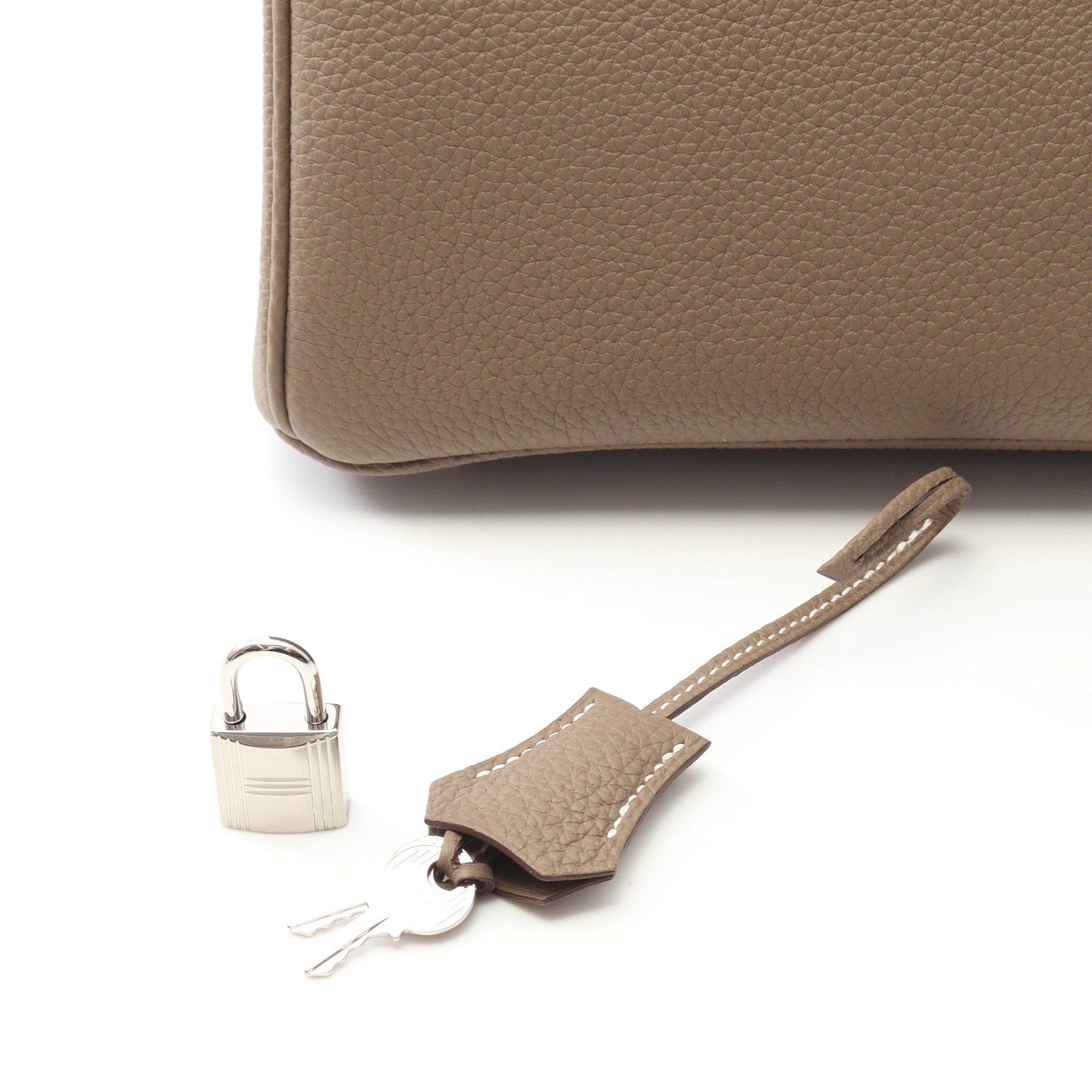 Hermes Hermes Birkin 25 Etoupe Handbag Togo Gray Brown Silver Hardware Double Engraved Size ONE SIZE - 5 Thumbnail