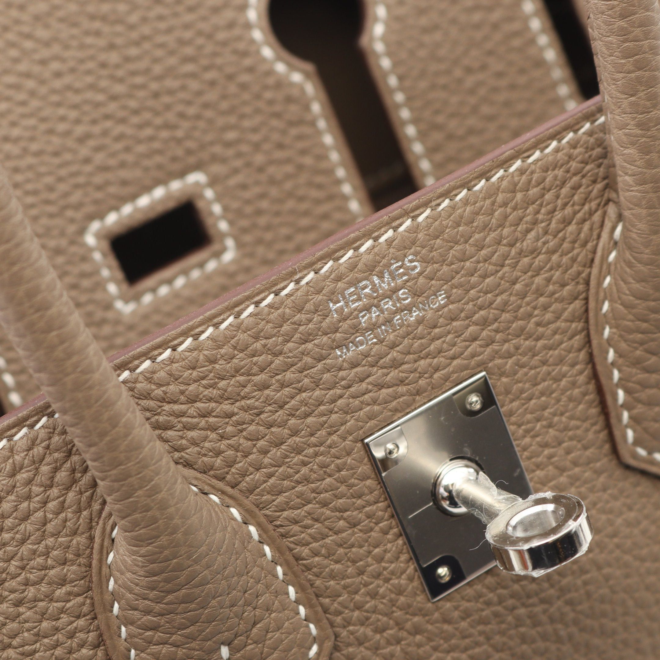 Hermes Hermes Birkin 25 Etoupe Handbag Togo Gray Brown Silver Hardware Double Engraved Size ONE SIZE - 4 Thumbnail