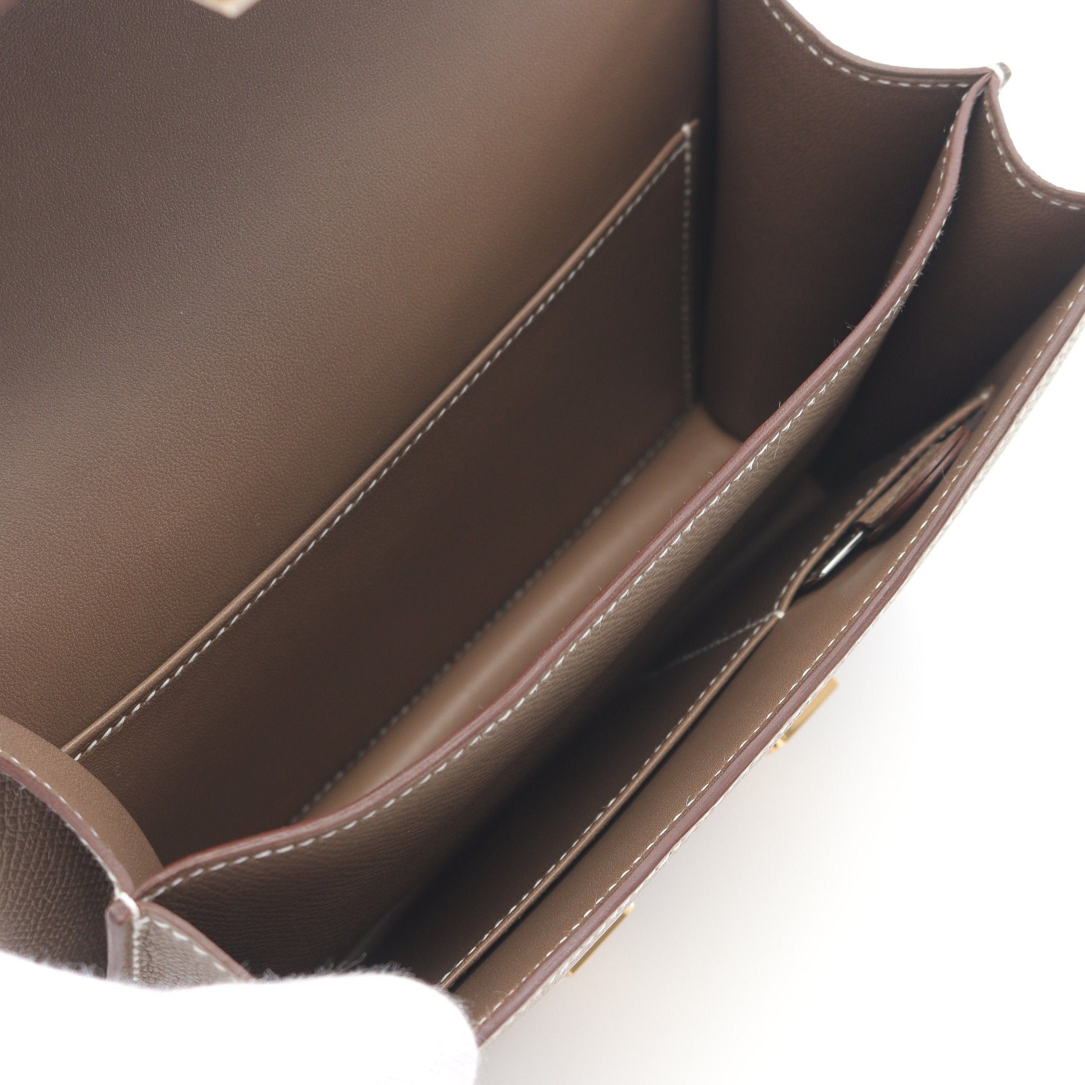 Hermes Hermes Constance 3 Mini Etoupe Shoulder Bag Veau Epsom Gray Brown Gold Hardware Double Engraved Size ONE SIZE - 3 Thumbnail