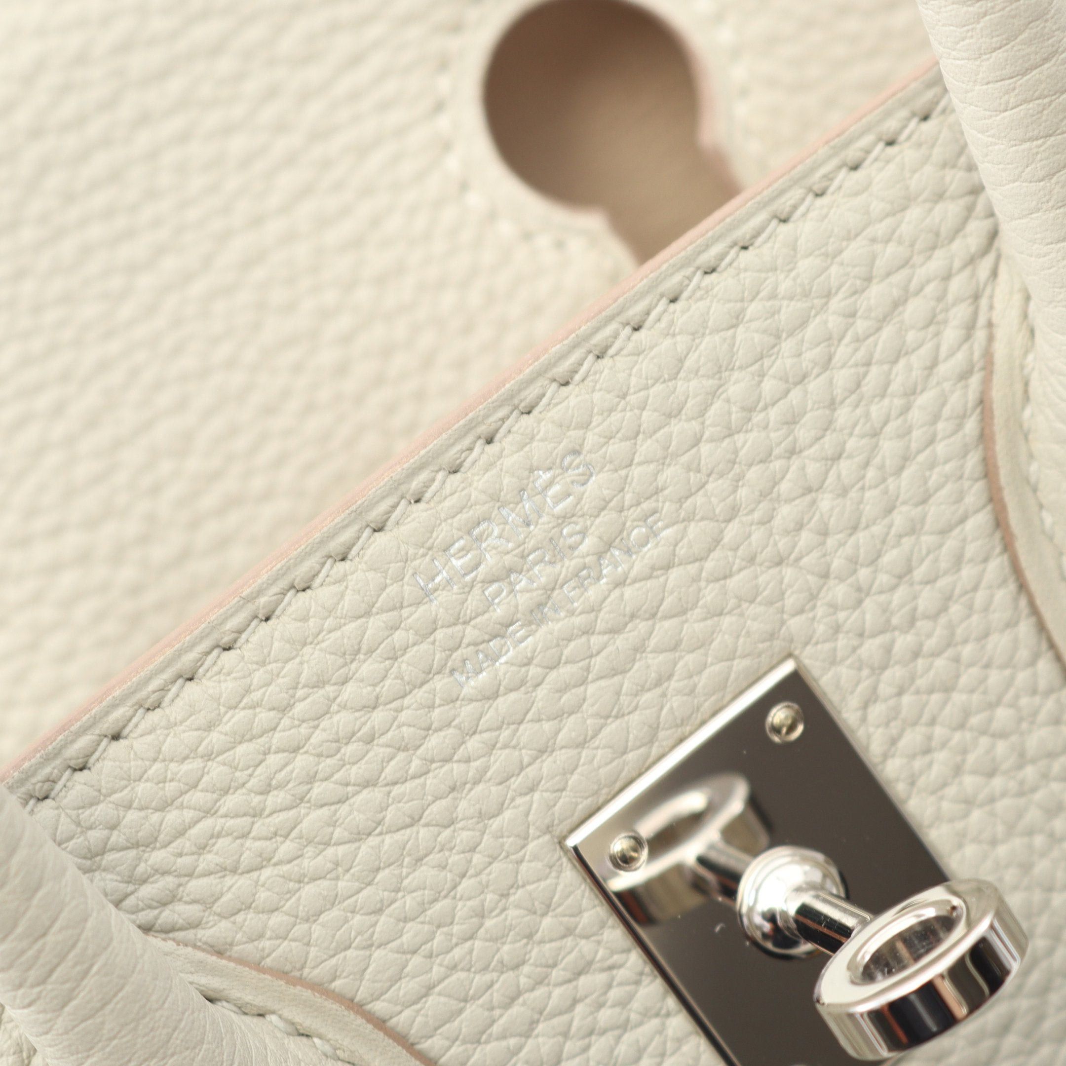 Hermes Hermes Birkin 25 Verso Gris Perle Nata Handbag Togo Light Gray Silver Hardware U Stamp Size ONE SIZE - 4 Thumbnail
